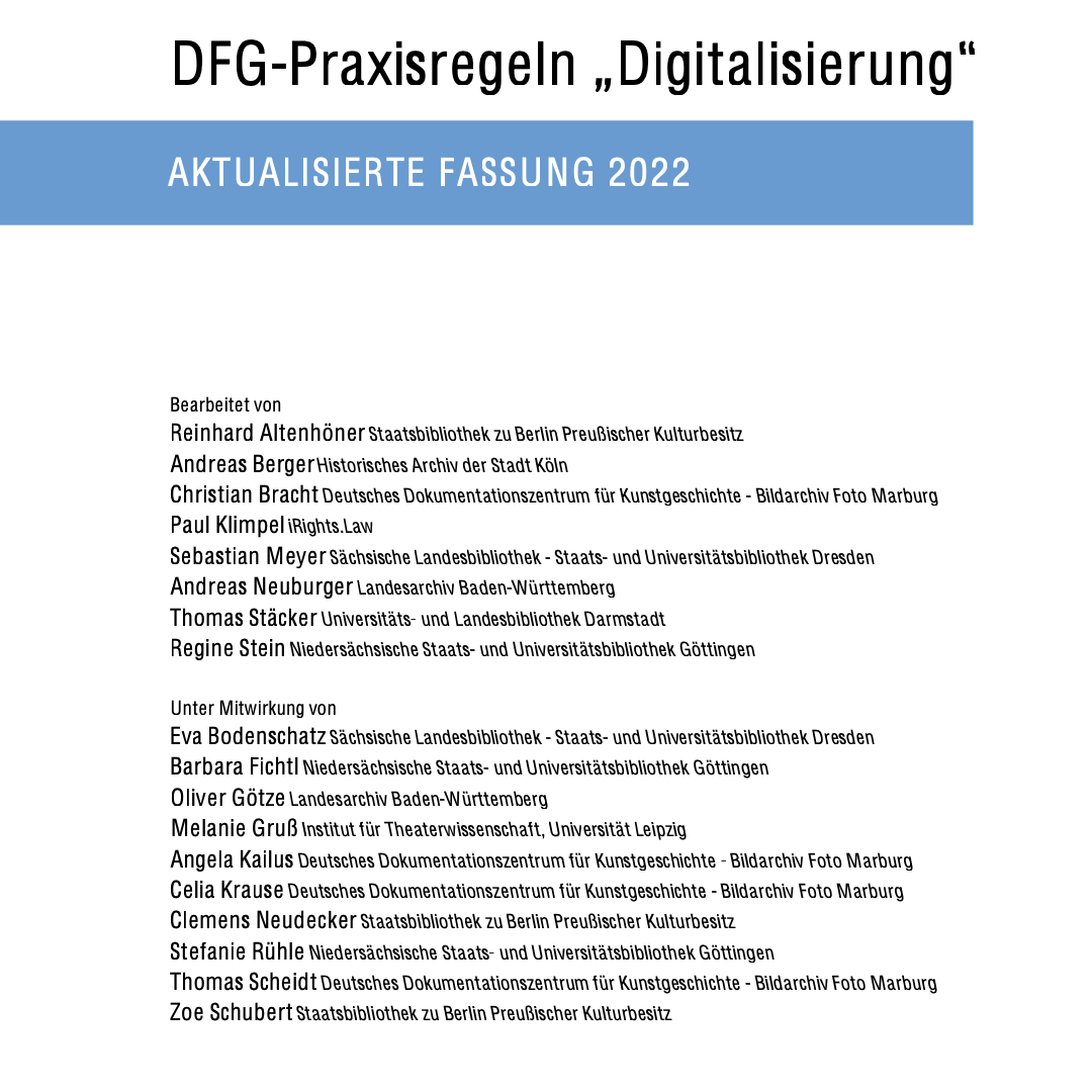 Featured Image for Event DFG-Praxisregeln „Digitalisierung“ – aktualisierte Fassung 2022 auf Zenodo publiziert