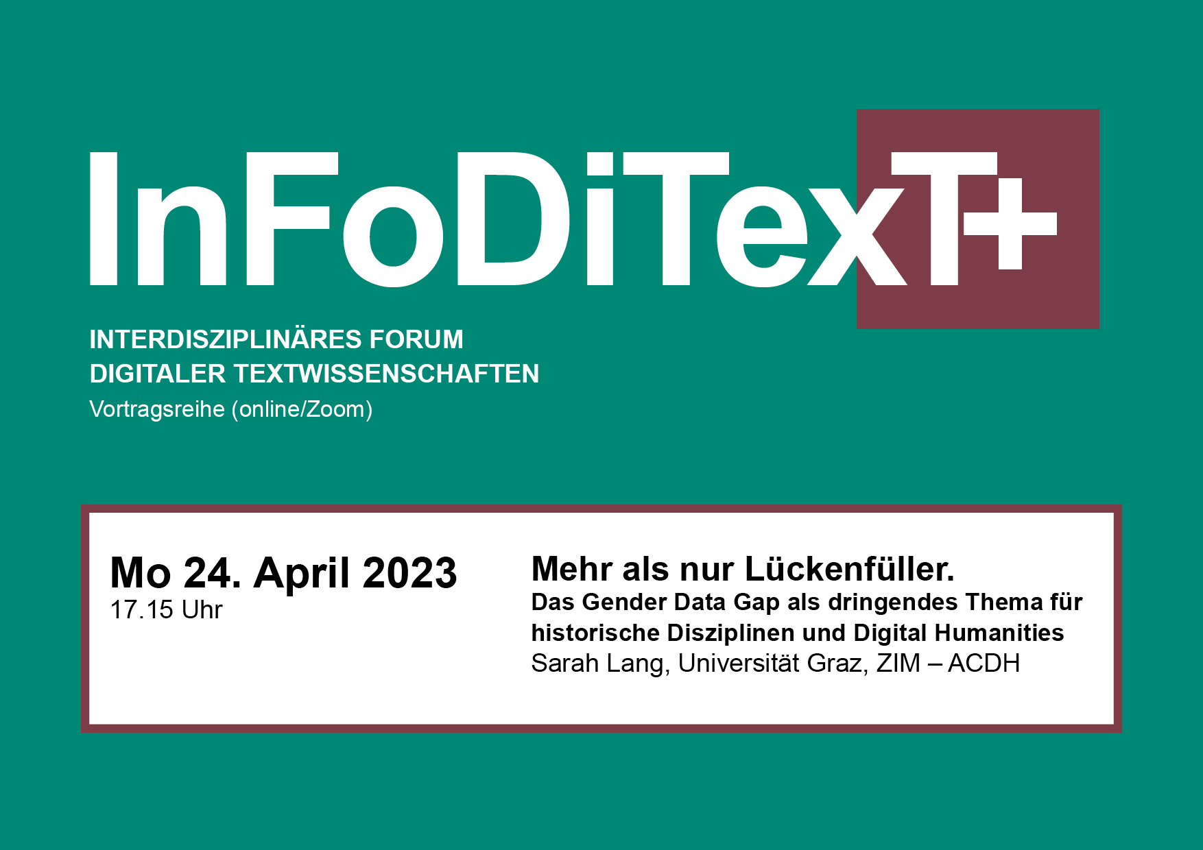 Featured Image for Event InFoDiTexT+ Vortrag: Mehr als nur Lückenfüller. Das Gender Data Gap als dringendes Thema für historische Disziplinen und Digital Humanities